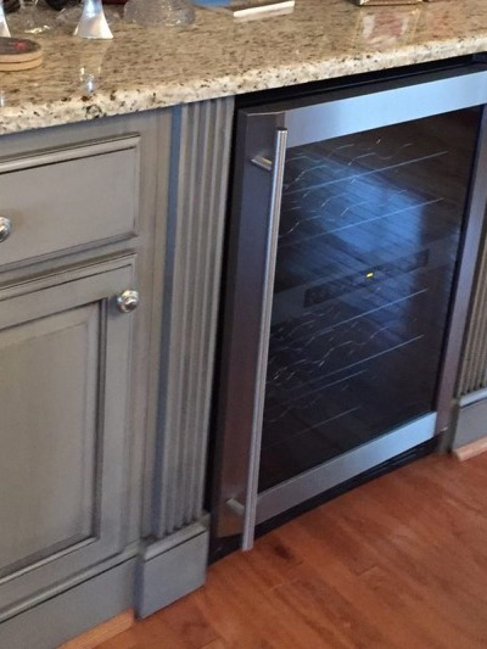 grey cabinets wine fridge c